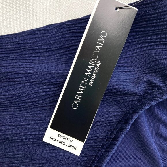 Carmen Marco Valvo High Waist Wave Texture Bikini Bottom Medium M Maritime NWT - Picture 4 of 9